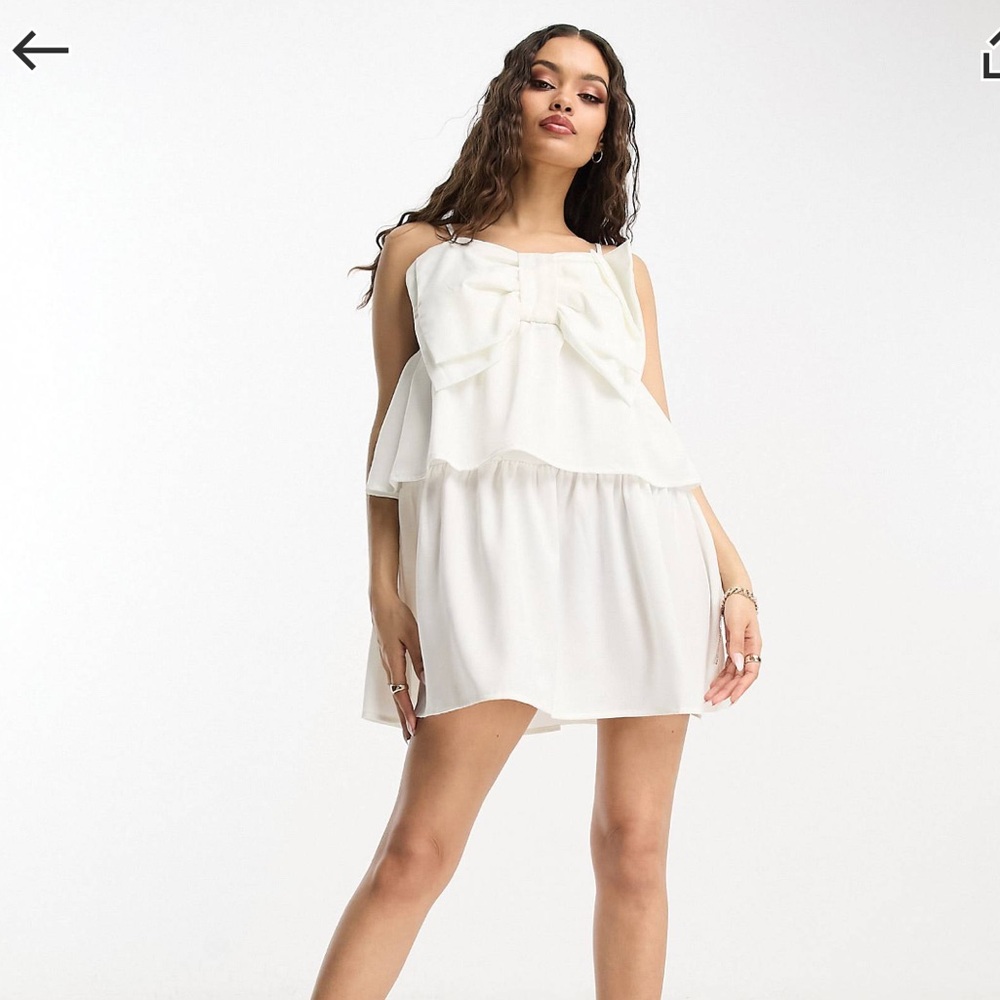White Bow Mini Dress